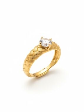 GOLD CZ BRAIDED ADJUSTABLE RING
